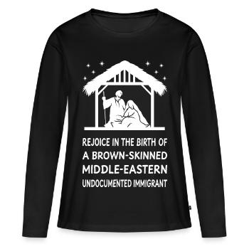 Noël - Jésus Immigrant du Moyen-Orient II - T-shirt manches longues Premium bio Femme - noir - Devant - Julia (174cm)