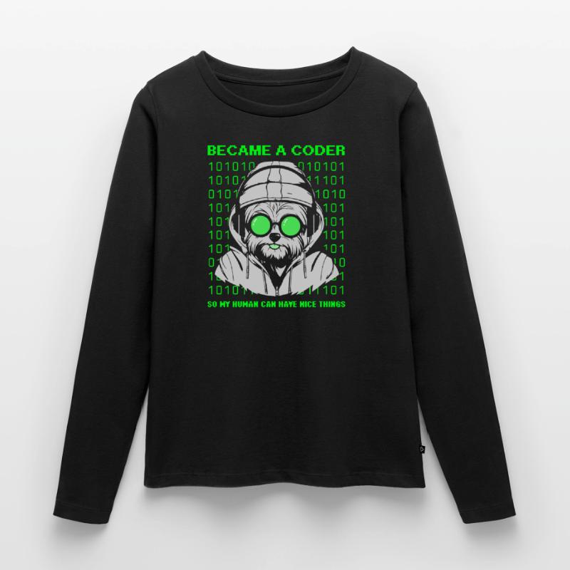Became a Coder – Cyber Dog Binary Frauen Premium Bio Langarmshirt