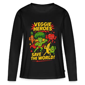 Veggie Heroes for Vegans, Vegetarians Food Lovers - Women's Premium Organic Long Sleeve Shirt - black - Front - Julia (174cm)
