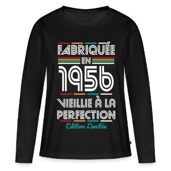 1956 – Made – Aged to perfection - Women's Premium Organic Long Sleeve Shirt - black - Front - Julia (174cm)