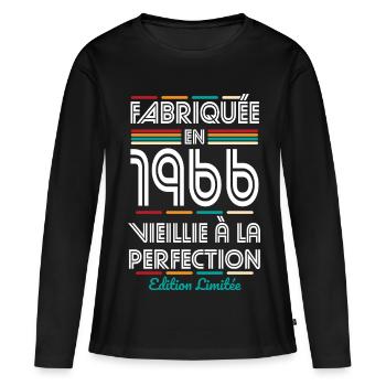 1966 – Made – Aged to perfection - Women's Premium Organic Long Sleeve Shirt - black - Front - Julia (174cm)