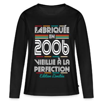 2006 – Hergestellt – Perfekt gereift - Frauen Premium Bio Langarmshirt - Schwarz - Vorne - Julia (174cm)