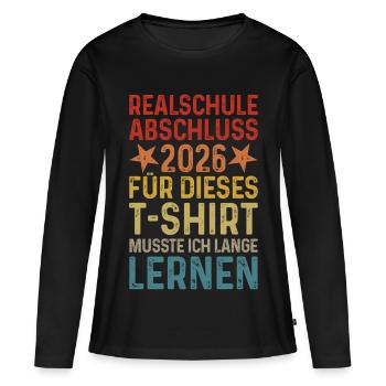 Certificat de fin d’études secondaires 2026 - Certificat de fin d’études secondaires - T-shirt manches longues Premium bio Femme - noir - Devant - Julia (174cm)