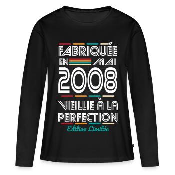 18 Year Anniversary - Made in May 2008 - Women's Premium Organic Long Sleeve Shirt - black - Front - Julia (174cm)