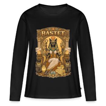 Trône de BASTET - T-shirt manches longues Premium bio Femme - noir - Devant - Julia (174cm)