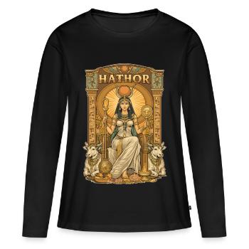 Trône de HATHOR - T-shirt manches longues Premium bio Femme - noir - Devant - Julia (174cm)