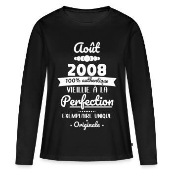 18. Geburtstag – August 2008 (Original) - Frauen Premium Bio Langarmshirt - Schwarz - Vorne - Julia (174cm)