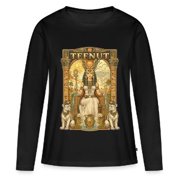Trône TEFNUT - T-shirt manches longues Premium bio Femme - noir - Devant - Julia (174cm)