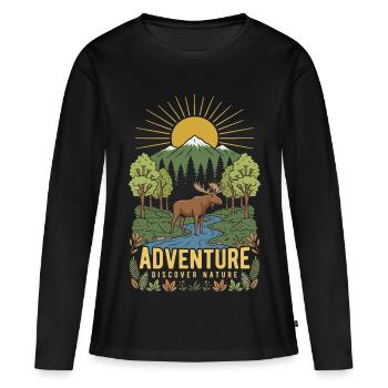 Naturabenteuer: Berge und Fluss - Frauen Premium Bio Langarmshirt - Schwarz - Vorne - Julia (174cm)