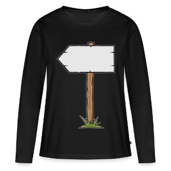 Enseigne rustique en bois - T-shirt manches longues Premium bio Femme - noir - Devant - Julia (174cm)