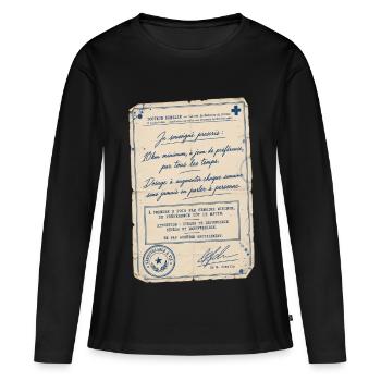 Fausse ordonnance vintage humoristique sur la cour - T-shirt manches longues Premium bio Femme - noir - Devant - Julia (174cm)