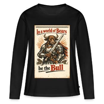 Dans un monde où les ours sont le taureau – Trading Design - T-shirt manches longues Premium bio Femme - noir - Devant - Julia (174cm)