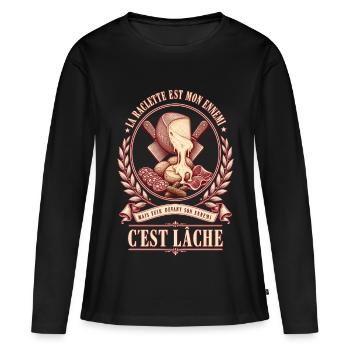 La raclette est mon ennemi - T-shirt manches longues Premium bio Femme - noir - Devant - Julia (174cm)