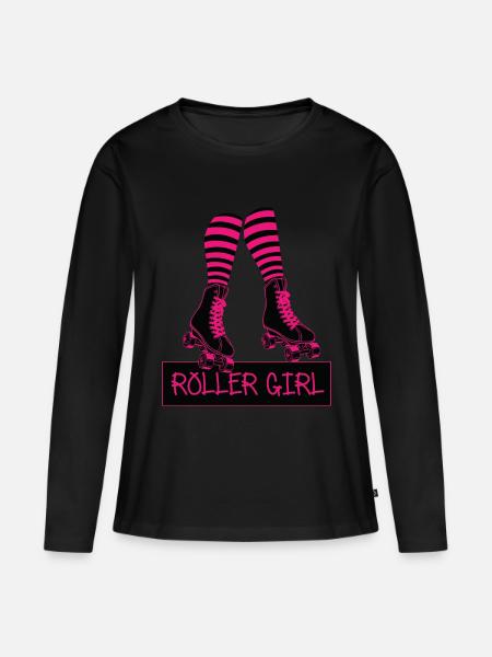 Rollschuhe Rollerblades Roller girl - Frauen Premium Bio Langarmshirt - Schwarz