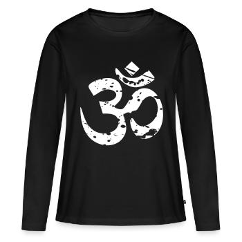 OM - Frauen Premium Bio Langarmshirt - Schwarz - Vorne - Julia (174cm)