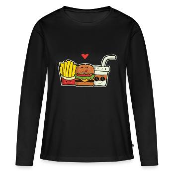 Menu Burger - T-shirt manches longues Premium bio Femme - noir - Devant - Julia (174cm)