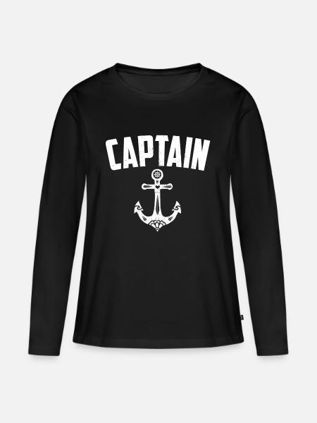 Captain Anker - Frauen Premium Bio Langarmshirt - Schwarz