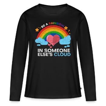 Regenbogen Herz Liebe - Frauen Premium Bio Langarmshirt - Schwarz - Vorne - Julia (174cm)