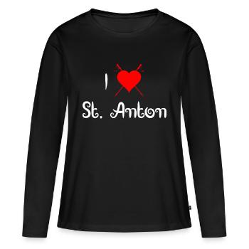 St. Anton - T-shirt manches longues Premium bio Femme - noir - Devant - Julia (174cm)