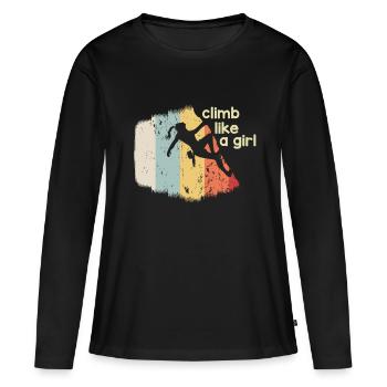 Girls climb better climbing gift idea shirt - Women's Premium Organic Long Sleeve Shirt - black - Front - Julia (174cm)
