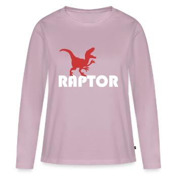 dinosaure - T-shirt manches longues Premium bio Femme - rose poudré - Devant - Julia (174cm)