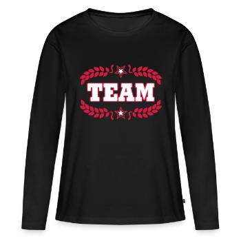 Team - T-shirt manches longues Premium bio Femme - noir - Devant - Julia (174cm)