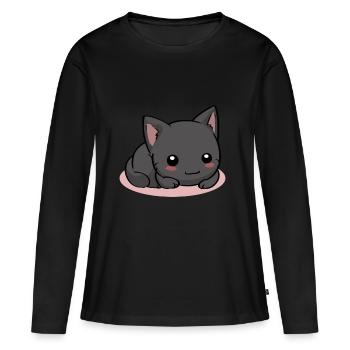 Chat noir - T-shirt manches longues Premium bio Femme - noir - Devant - Julia (174cm)
