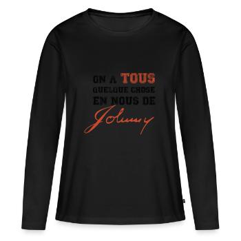 Objet johnny hallyday - Quelque chose de Johnny - T-shirt manches longues Premium bio Femme - noir - Devant - Julia (174cm)