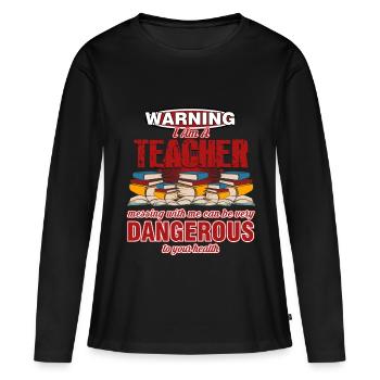 Cadeau d'enseignant - cadeau d'enseignant - tshirt - T-shirt manches longues Premium bio Femme - noir - Devant - Julia (174cm)