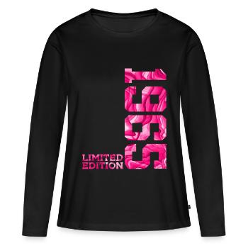 61. GEBURTSTAG PINK LIMITED EDITION 1965 - Frauen Premium Bio Langarmshirt - Schwarz - Vorne - Julia (174cm)
