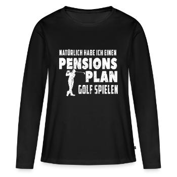 Pension Golf - Frauen Premium Bio Langarmshirt - Schwarz - Vorne - Julia (174cm)