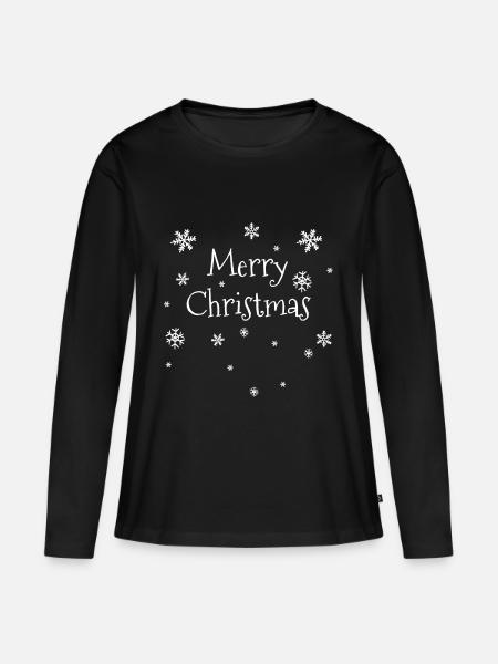 Merry Christmas - Frauen Premium Bio Langarmshirt - Schwarz
