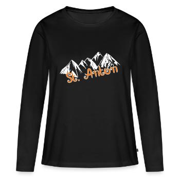 St. Anton - T-shirt manches longues Premium bio Femme - noir - Devant - Julia (174cm)