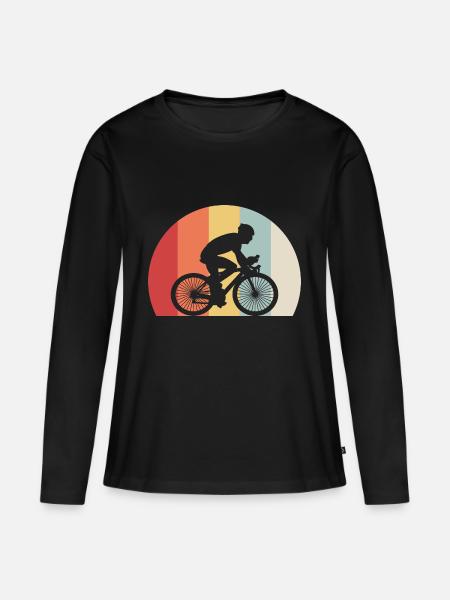 Fahrradfahrer - Frauen Premium Bio Langarmshirt - Schwarz