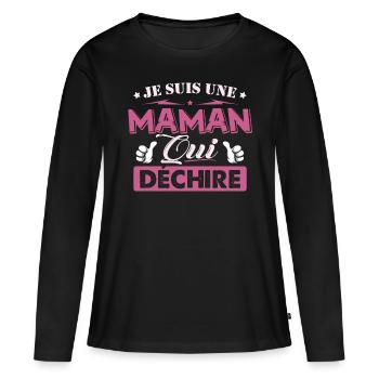 Muttertag T-shirt - Torn Mom - Frauen Premium Bio Langarmshirt - Schwarz - Vorne - Julia (174cm)