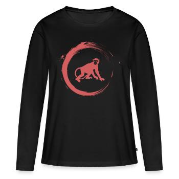 singe - T-shirt manches longues Premium bio Femme - noir - Devant - Julia (174cm)