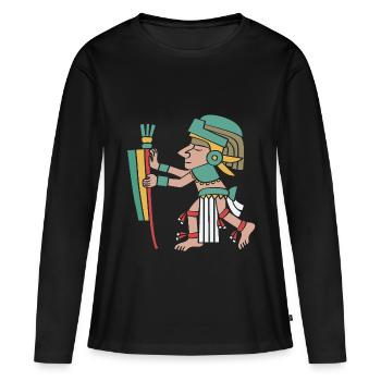 Maya kalender aztec Inka - Frauen Premium Bio Langarmshirt - Schwarz - Vorne - Julia (174cm)