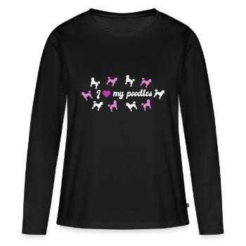 caniche - T-shirt manches longues Premium bio Femme - noir - Devant - Julia (174cm)