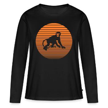 singe - T-shirt manches longues Premium bio Femme - noir - Devant - Julia (174cm)
