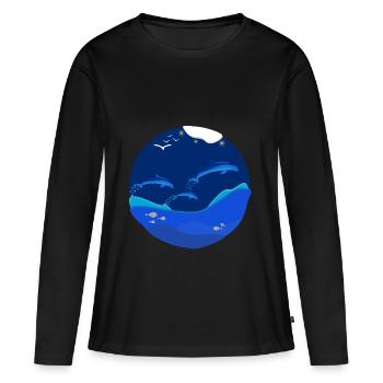 dauphins - T-shirt manches longues Premium bio Femme - noir - Devant - Julia (174cm)
