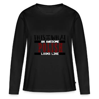 Polen - Frauen Premium Bio Langarmshirt - Schwarz - Vorne - Julia (174cm)