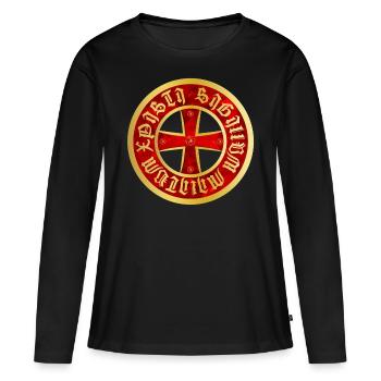 Croix de Templar or et rubis - T-shirt manches longues Premium bio Femme - noir - Devant - Julia (174cm)