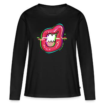 Gloss Et Glitches - T-shirt manches longues Premium bio Femme - noir - Devant - Julia (174cm)