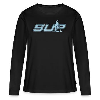course sup - T-shirt manches longues Premium bio Femme - noir - Devant - Julia (174cm)