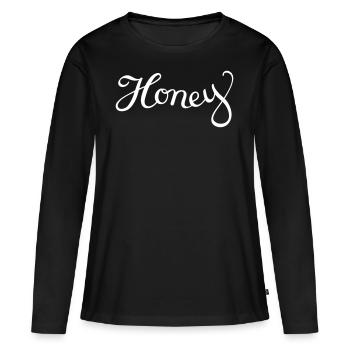 miel - T-shirt manches longues Premium bio Femme - noir - Devant - Julia (174cm)
