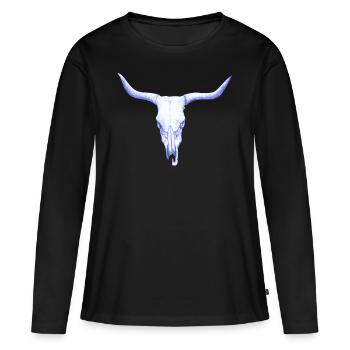 Bison Schaedel - Wild West Cowboy Rodeo Feeling - Frauen Premium Bio Langarmshirt - Schwarz - Vorne - Julia (174cm)