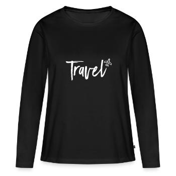 to travel - Women's Premium Organic Long Sleeve Shirt - black - Front - Julia (174cm)
