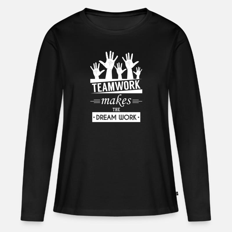 Teamwork - Frauen Premium Bio Langarmshirt - Schwarz