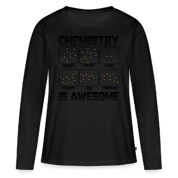 Chimie caféine alcool amour molécule cadeau - T-shirt manches longues Premium bio Femme - noir - Devant - Julia (174cm)