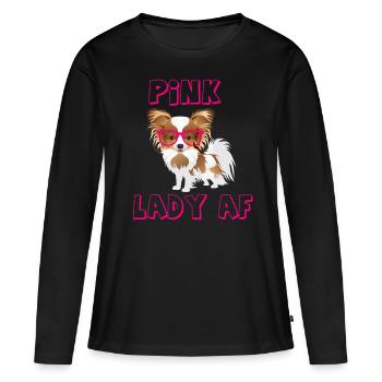 Sweet Papillon Dog Pink Lady Girlie Nerd - Women's Premium Organic Long Sleeve Shirt - black - Front - Julia (174cm)